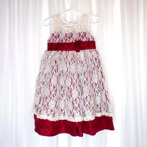 Olivia Rose Christmas Dress Girls Toddler Size 2T Burgundy Cream Lace Top Layers